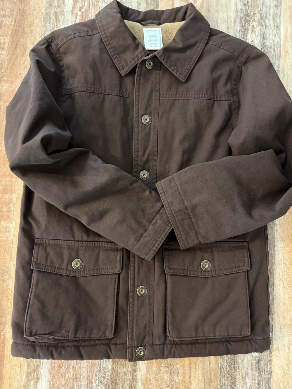 Gymboree Brown Chore Coat Jacket Fleece Lined Canvas Boys / Girls Size L (10-12)
